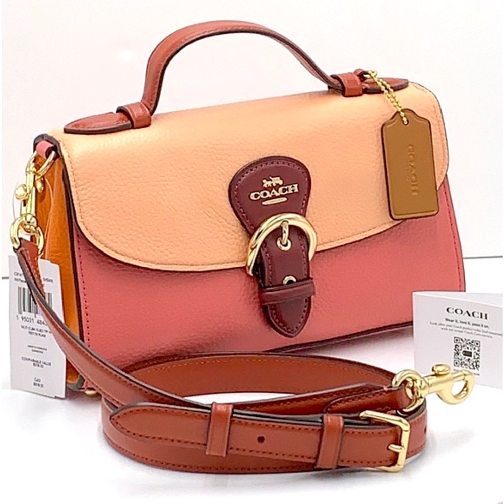 KLEO TOP HANDLE IN COLORBLOCK (COACH C8161) Gold/faded Blush Multi - Picture 1 of 16